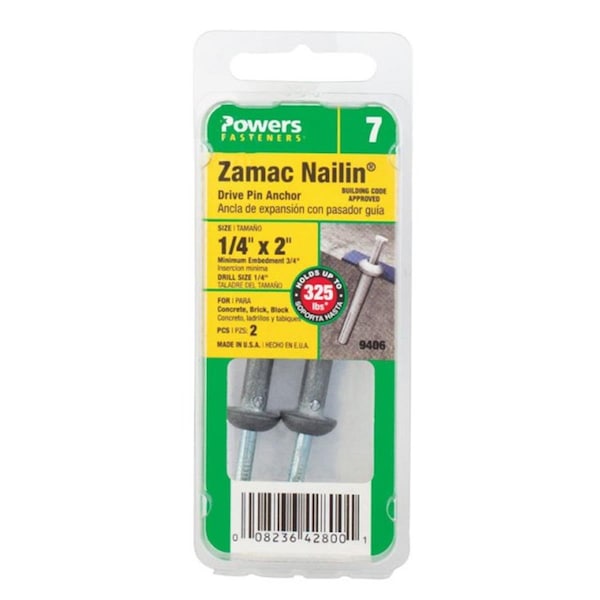 Hillman Hammer Drive Anchor, 1/4 inch Dia., 2 inch L, Zinc 6 PK 5334313 - main